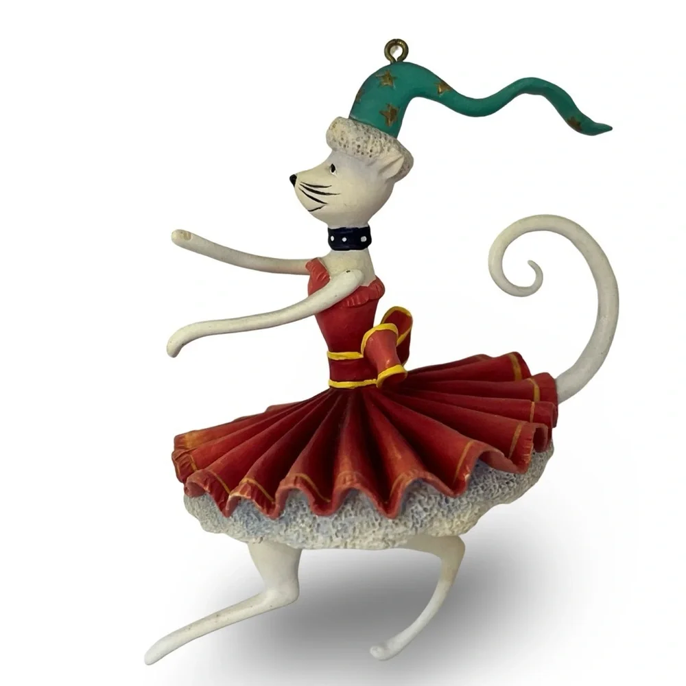 White Cat Ballerina Ornament